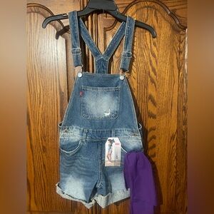 Levi's Classic Blue Denim shortalls  shorts coveralls 12